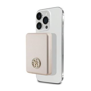 Guess 4G Logo Métal Strass MagSafe - Power Bank inductive 5000 mAh 15W MagSafe (or)
