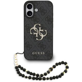 Coque Guess Hardcase 4G Classic Logo avec dragonne de perles pour iPhone 17 - Black
