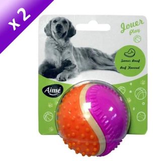 Lot de 2 - AIME Jouet balle 5 sens 6 cm - Pour chien
