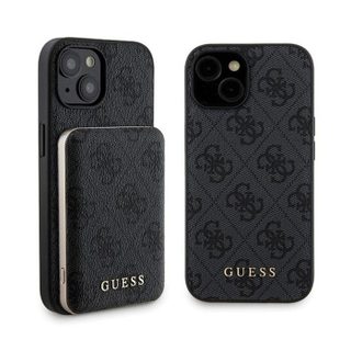 Guess Bundle Pack MagSafe 4G Metal Gold Logo - Ensemble coque + Power Bank 5000mAh MagSafe iPhone 15 (noir)