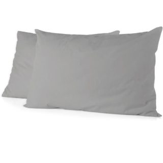 Lot de 2 taies doreiller - HOME LINGE PASSION - Microfibre 82 g - 50 x 70 cm - Gris Clair