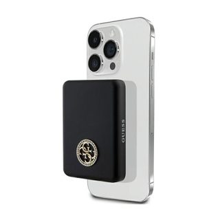 Guess 4G Logo Métal Strass MagSafe - Power Bank inductive 5000 mAh 15W MagSafe (noir)