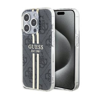 Guess IML 4G Gold Stripe - Coque iPhone 15 Pro (Noir)