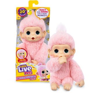 Peluche - LITTLE LIVE PETS - Mon bébé singe mini - Rose - Dès 4 ans