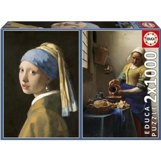 Puzzle - EDUCA - La Jeune Fille à la Perle + La Laitière Johannes Vermeer - 2x1000 pièces