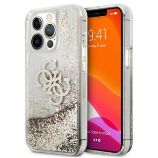 Guess Liquid Glitter 4G Big Logo - Coque pour iPhone 13 Pro Max (Or)