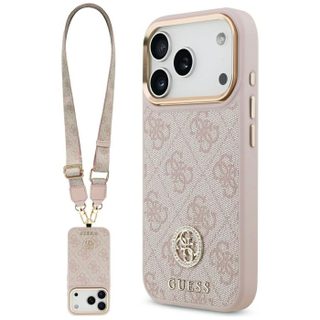 Coque Guess Hardcase 4G Strass Logo avec lanière pour iPhone 17 Pro Max - Pink