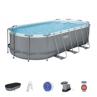 Kit Piscine hors sol tubulaire BESTWAY - Steel Pro Max™ - 549 x 274 x 122 cm - Ovale (Filtre à cartouche bâche échelle)