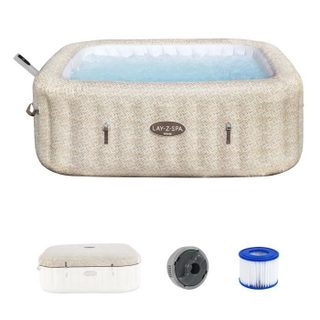 Spa gonflable BESTWAY - Lay-Z-Spa Rome - 180 airjets - 201 x 201 x 71 cm - 5 à 7 places - Carré (couverture cartouche diffuseur)