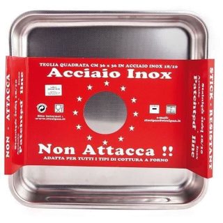 Plat à four haut - STEEL PAN - 36 x 36 cm - Inox - Anti-adhésif - Multi-usages