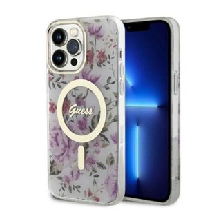 Guess Flower MagSafe - Coque pour iPhone 14 Pro Max (Transparente) - 3666339115661