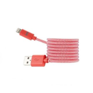 Câble USB - WE POWERED BY SAMSUNG - 1 m - Nylon tressé - Rouge et blanc - Lightning