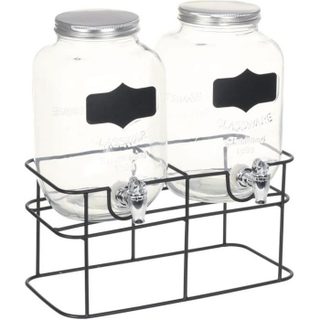 vidaXL 2 pcs Distributeurs de boissons avec support 2 x 4 L Verre