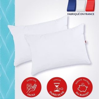 Lot de 2 Oreillers DODO - Tendance - 50 x 70 cm - Blanc