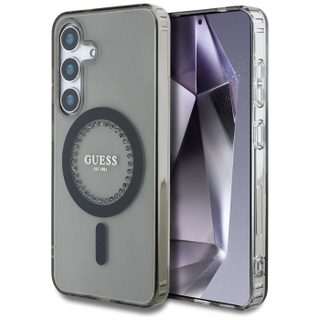 Coque Guess IML Rhinestones MagSafe pour Samsung Galaxy S25 - Black