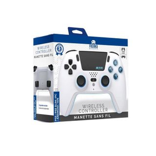 Manette de jeu - TRADE INVADERS - Manette Bluetooth pour PS5 LED - Blanche - Joysticks à effet Hall - Vibration immersive