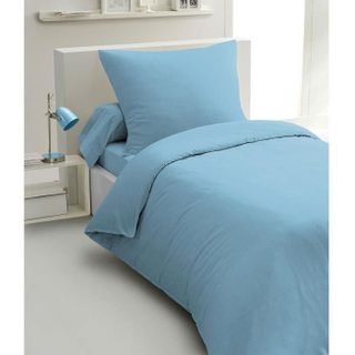 Parure de couette 2 pièces - HOME LINGE PASSION - HP72068 - Microfibre 82 g - 140 x 200 cm - Bleu ciel