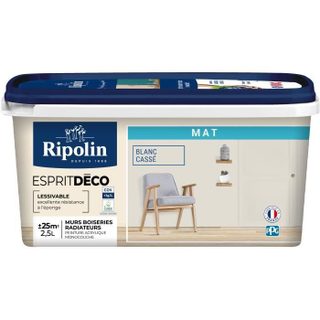 Peinture - RIPOLIN - Esprit Déco Multi-Supports - Blanc Cassé - Mat - 25L