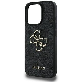 Coque Souple - GUESS - iPhone 16 Pro Max - Cuir Écologique - Logo 4G - Noir