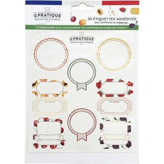Étiquettes adhésives pour conserves - LE PRATIQUE - 7337 - 30 étiquettes - 10 modèles