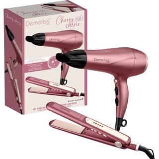 Coffret set lisseur + Sèche-cheveux - DEMELISS - 2200 W - Cherry Chérie