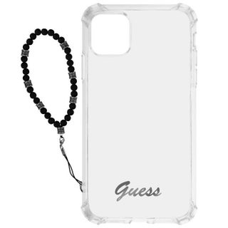 Coque de protection - Guess - iPhone 12/12 Pro - Antichoc - Transparent - Bracelet à perles noir
