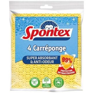 SPONTEX Carresponge Éponges flexibles antibactériennes super absorbantes 4 éponges