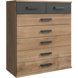Wimex Commode 7 tiroirs décor chêne et graphite - L91 cm