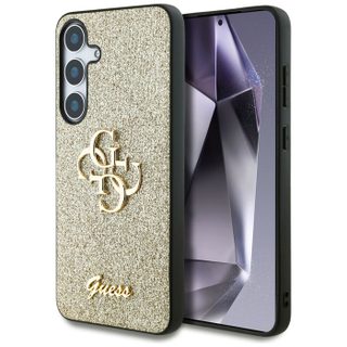 Coque Guess Glitter Script Big 4G Logo pour Samsung Galaxy S25 - Gold