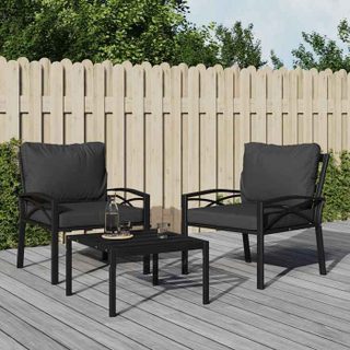 vidaXL Chaises de jardin avec coussins gris 2 pcs 68x76x79 cm acier 362715