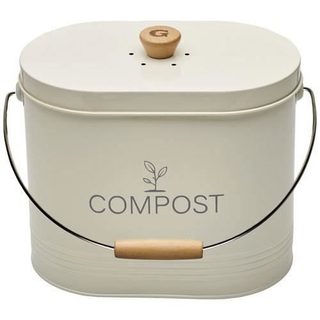 Seau à compost - GUILLOUARD - Ovale - Capacité 7L - Avec filtre à charbon - 16x29x23cm - Beige