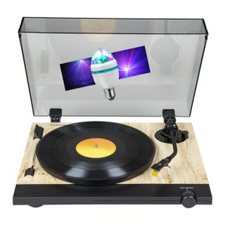 Tourne Disque Platine vinyle Thomson TT702 Sortie RCA - (33/45 Tours) - Finition Bois Noir Ampoule DIAMS couleurs LED inclus