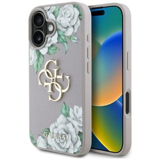 Coque Guess Hardcase 4G Grained Roses Big Logo pour iPhone 16 - Purple