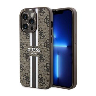 Coque de téléphone - Guess - iPhone 14 Pro - Marron - Rayures - Compatible MagSafe