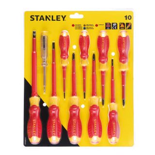 Ensemble de tournevis isolés - STANLEY - 2PZ-5SL - 10 pièces - VDE 1000 V - Testeur de tension inclus