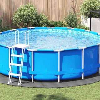 vidaXL Bâche de Piscine Tapis de Sol Rond Couverture de Piscine Protection de Piscine Jardin Terrasse Gris Clair Ø366 cm 94217