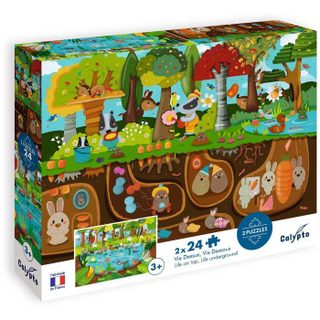 2 Puzzles - SENTOSPHERE - 24 pièces - La Vie Dessus / Vi Dessous - Observation - Mémoire - Logique - Dès 3 ans