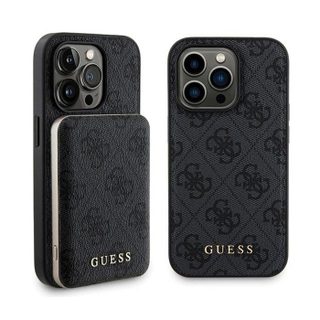 Guess Bundle Pack MagSafe 4G Metal Gold Logo - Ensemble coque + Power Bank 5000mAh MagSafe iPhone 14 Pro (noir)