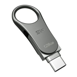 Clé USB - SILICON POWER - Mobile C80 - 128 Go - USB 3.0 - USB type C - Titane