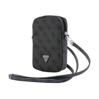 Sac pour téléphone - Guess - Zip 4G Triangle - Cuir Saffiano - Noir - Dimensions 19x12x3 8 cm