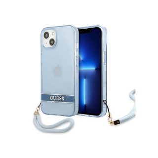 Coque Rigide Guess Guhcp13Mhtsgsb Pour Iphone 13/14/156.1 Bleu/Bleu Avec Sangle Translucide