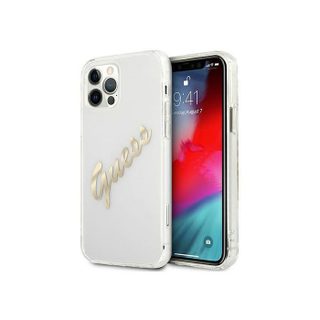 Étui Guess Pour Iphone 12 12 Pro 6.1 Coque Rigide Finition Or Transparente