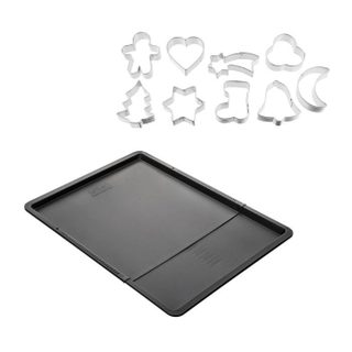 Ensemble avec plaque à pâtisserie extensible et 9 emporte-pièces de Noël sur cintre - ZENKER