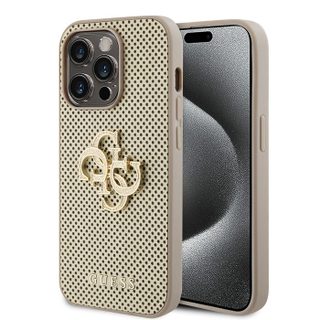 Coque Guess Leather Perforated 4G pour iPhone 15 Pro - Gold