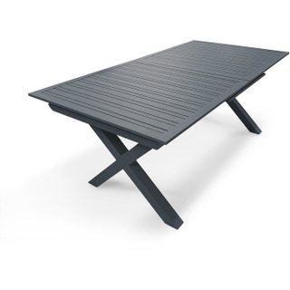 Table de jardin - Gris anthracite - Aluminium - 10 places - 180/240 x 100 cm - Floride