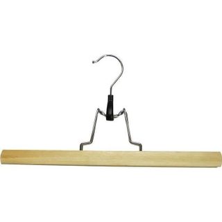 Pince en bois verni - THOMAS - 30 cm - Hêtre naturel - Crochet en métal - Protection feutrine