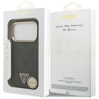 Guess 4G Triangle Logo Case with MagSafe for iPhone 17 Pro Max Black Gold