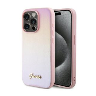 Coque Guess Saffiano pour iPhone 14 Pro Max rose irisé