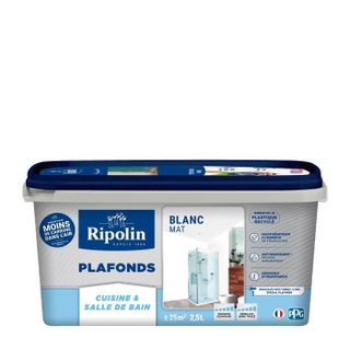 Peinture plafonds cuisine & salle de bain - Blanc mat - RIPOLIN - 25L