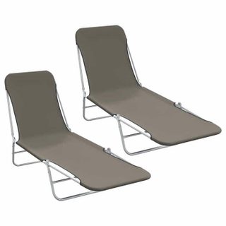 Vidaxl Lot de 2 chaises longues pliables - Gris - 56 x 182 x 24.5 cm